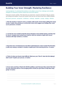 Free Resilience Worksheet | Grade 3 | Health & Wellness | BookFlik