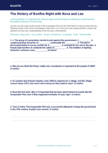 Bonfire Night History Activity Sheet | Grade 4 Social Studies | BookFlik
