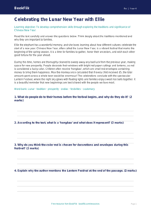 Free Chinese New Year Comprehension | Grade 3 | Social Studies | BookFlik