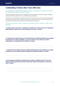 Free Chinese New Year Worksheet | Grade 3 | Social Studies | BookFlik