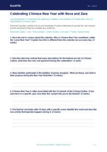 Free Chinese New Year Worksheet | Grade 4 | Social Studies | BookFlik