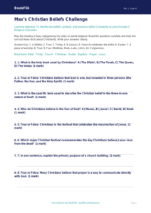 Christianity Quiz for Grade 3 | Social Studies | BookFlik