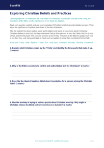 Free Christianity Worksheet | Grade 4 | Social Studies | BookFlik