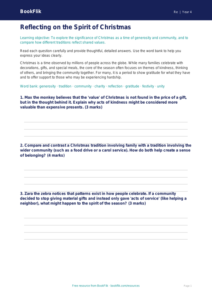 Free Christmas Worksheet | Grade 3 | Social Studies | BookFlik