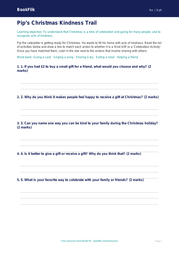 Free Christmas Activity Sheet | Pre-K | Social Studies | BookFlik worksheet preview — Re Christmas