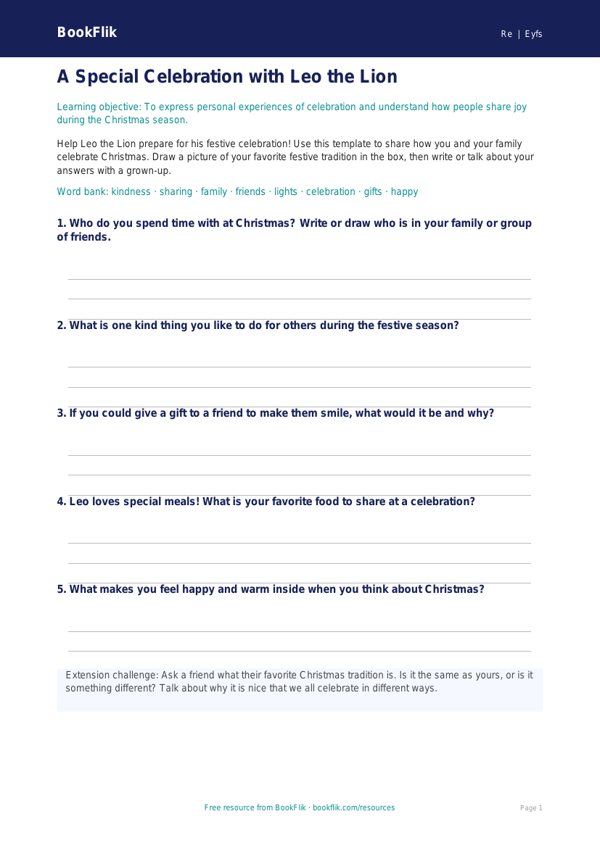 Free Christmas Template | Pre-K | Social Studies | BookFlik worksheet preview — Re Christmas