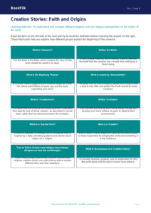 Free Creation Stories Flashcards | Grade 4 | Social Studies | BookFlik