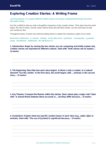 Free Creation Stories Writing Frame | Grade 4 | Social Studies | BookFlik