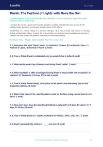 Free Diwali Quiz | Grade 4 | Social Studies | BookFlik