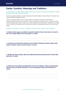 Free Easter Worksheet | Grade 3 | Social Studies | BookFlik
