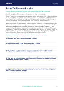 Free Easter Comprehension | Grade 4 | Social Studies | BookFlik