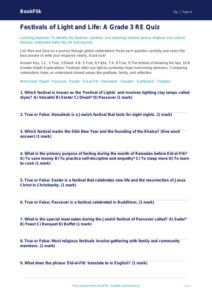 Free Festivals Quiz | Grade 3 | Social Studies | BookFlik