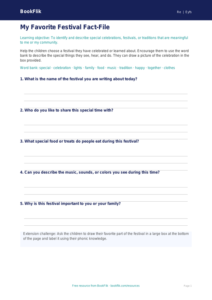 Free Festivals Template | Pre-K | Social Studies | BookFlik