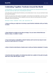 Free Festivals Worksheet | Pre-K | Social Studies | BookFlik