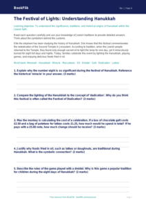 Free Hanukkah Worksheet | Grade 3 | Social Studies | BookFlik