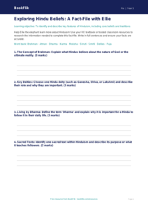 Free Hinduism Template | Grade 4 | Social Studies | BookFlik
