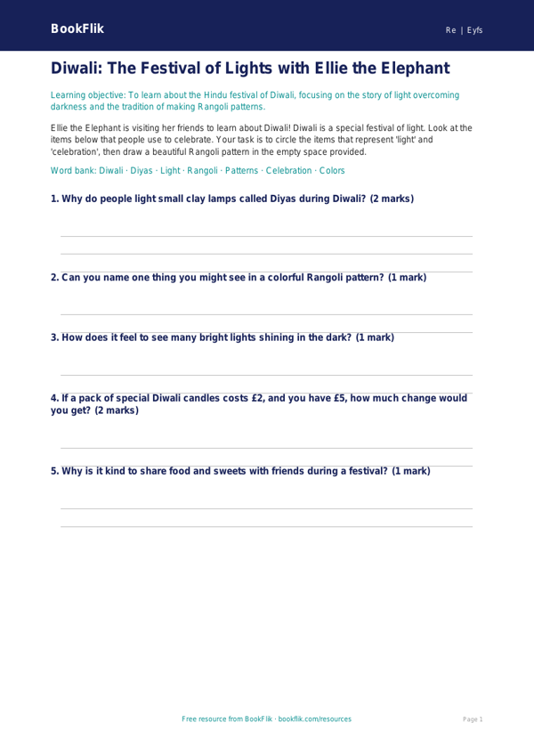 Free Hinduism Activity Sheet | Pre-K | Social Studies | BookFlik worksheet preview — Re Hinduism