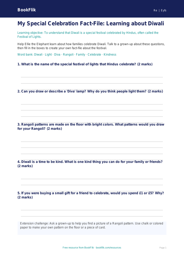 Free Hinduism Template | Pre-K | Social Studies | BookFlik worksheet preview — Re Hinduism