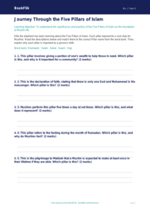 Free Islam Activity Sheet | Grade 4 | Social Studies | BookFlik