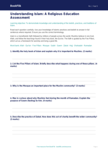 Free Islam Assessment | Grade 4 | Social Studies | BookFlik