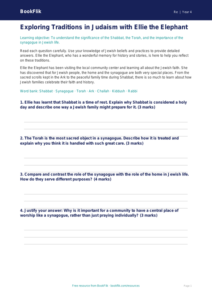 Free Judaism Worksheet | Grade 3 | Social Studies | BookFlik
