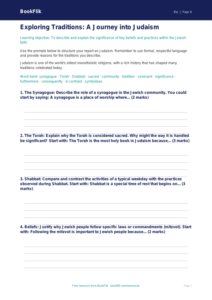 Free Judaism Writing Frame | Grade 3 | Social Studies | BookFlik