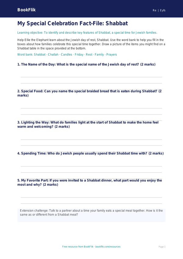 Free Judaism Template | Pre-K | Social Studies | BookFlik worksheet preview — Re Judaism