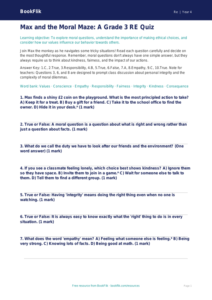 Free Moral Questions Quiz | Grade 3 | Social Studies | BookFlik