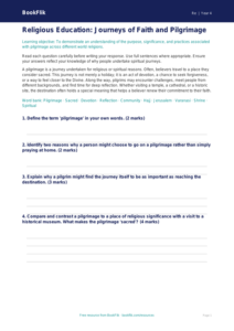 Free Pilgrimage Assessment | Grade 3 | Social Studies | BookFlik