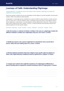 Free Pilgrimage Worksheet | Grade 3 | Social Studies | BookFlik