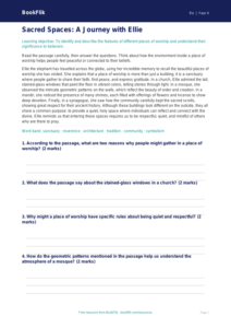 Free Places Of Worship Comprehension | Grade 3 | Social Studies | BookFlik
