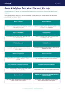Free Places Of Worship Flashcards | Grade 4 | Social Studies | BookFlik