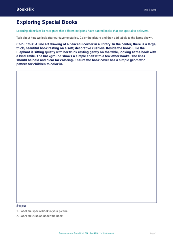 Free Sacred Texts Colouring Page | Pre-K | Social Studies | BookFlik worksheet preview — Re Sacred Texts