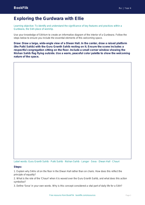 Free Sikhism Drawing Sheet | Grade 3 | Social Studies | BookFlik worksheet preview — Re Sikhism