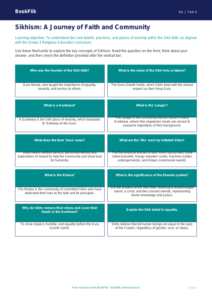 Sikhism Flashcards for Grade 3 | Social Studies Resources | BookFlik