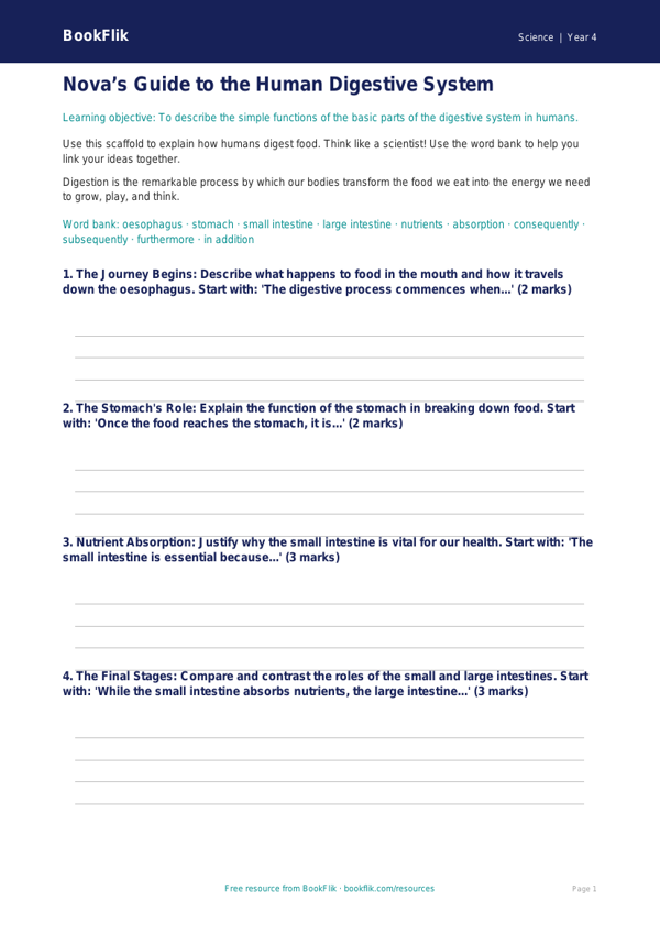 Science animals including humans writing frame grade 3 greater depth worksheet preview — Science Animals Including Humans