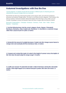 Science autumn science activity sheet grade 3 greater depth