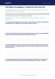 Science autumn science template grade 3 greater depth