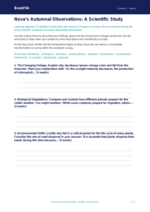 Free Autumn Science Writing Frame | Grade 3 | Science | BookFlik