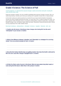Free Autumn Science Assessment | Grade 4 | Science | BookFlik