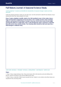 Free Autumn Science Drawing Sheet | Grade 4 | Science | BookFlik