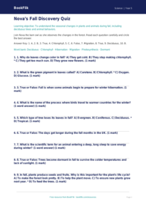 Free Autumn Science Quiz | Grade 4 | Science | BookFlik