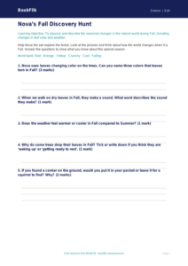 Free Autumn Science Worksheet | Pre-K | Science | BookFlik