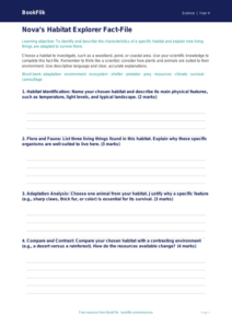 Free Habitats Template | Grade 3 | Science | BookFlik