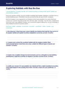 Science habitats worksheet grade 3 greater depth