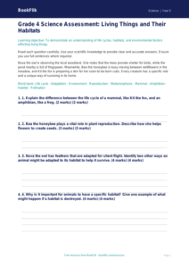 Free Habitats Assessment | Grade 4 | Science | BookFlik