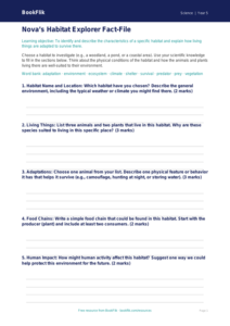 Free Habitats Template | Grade 4 | Science | BookFlik