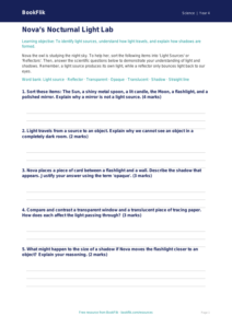 Free Light Activity Sheet | Grade 3 | Science | BookFlik
