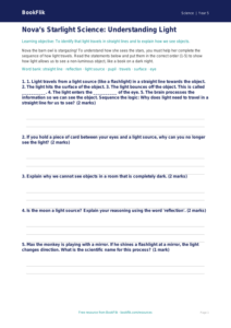 Free Light Activity Sheet | Grade 4 | Science | BookFlik