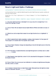 Free Light Quiz | Grade 4 | Science | BookFlik